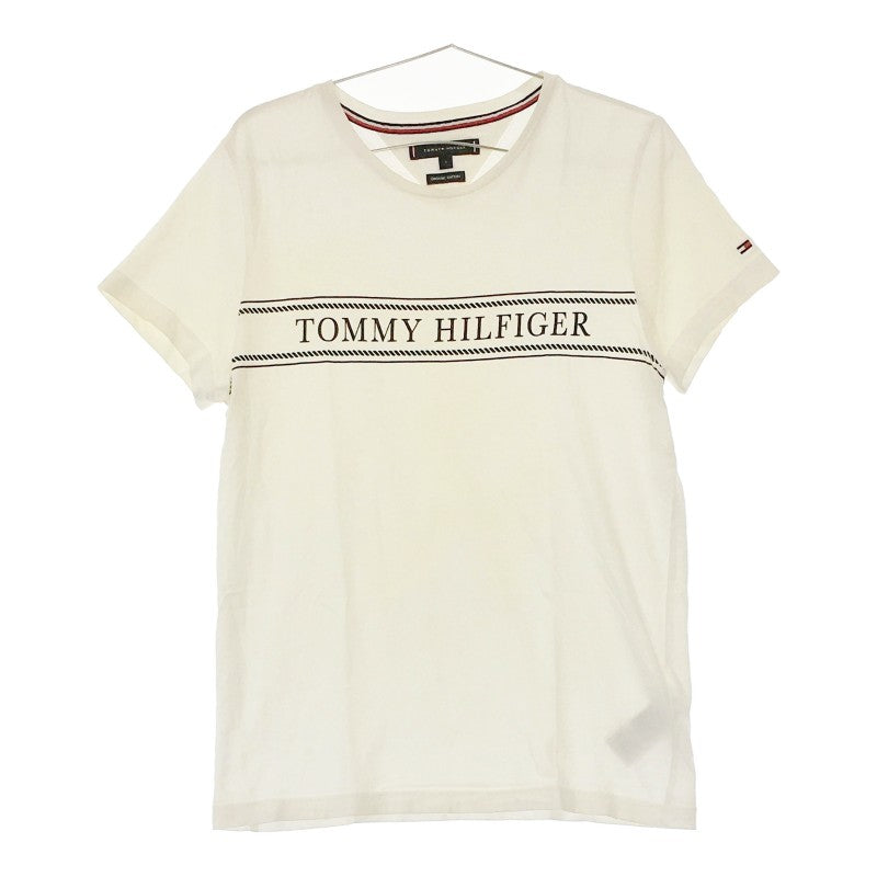 【31220】 TOMMY HILFIGER トミーヒルフィガー 半袖Tシャツ カットソー サイズS ホワイト シンプル ブランドロゴ入り レディース
