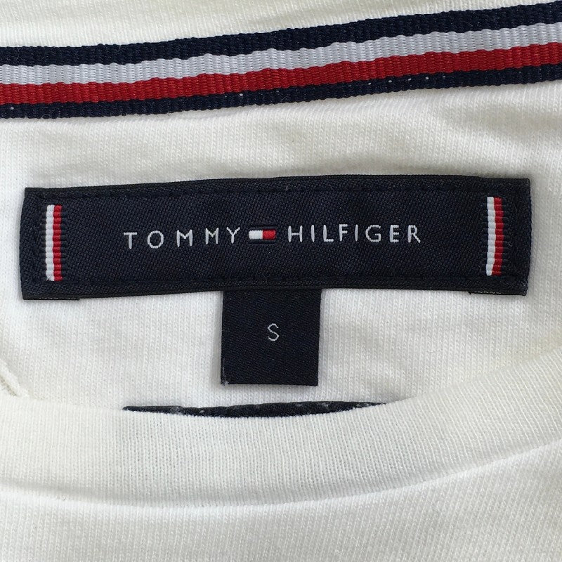 【31220】 TOMMY HILFIGER トミーヒルフィガー 半袖Tシャツ カットソー サイズS ホワイト シンプル ブランドロゴ入り レディース