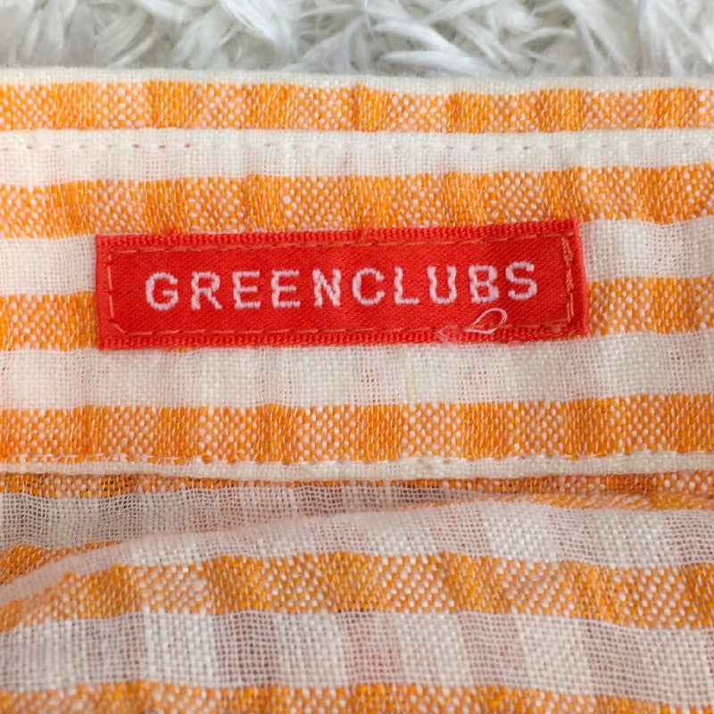 【31223】 GREEN CLUBS グリーンクラブ 半袖シャツ サイズ4 オレンジ サイズXL(LL)相当 チェック柄 背面ロゴマーク 可愛い 普段着 メンズ