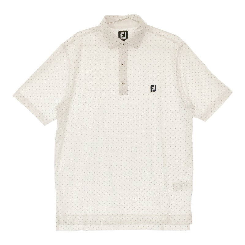 【31238】 FJ 半袖シャツ サイズXL(LL) ホワイト ブランドロゴ 着やすい 動きやすい 着こごちがよい シンプル 襟 ボタン 柄物 メンズ