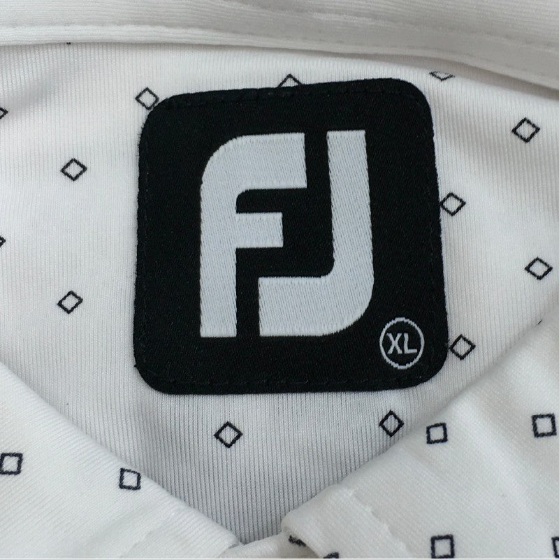 【31238】 FJ 半袖シャツ サイズXL(LL) ホワイト ブランドロゴ 着やすい 動きやすい 着こごちがよい シンプル 襟 ボタン 柄物 メンズ