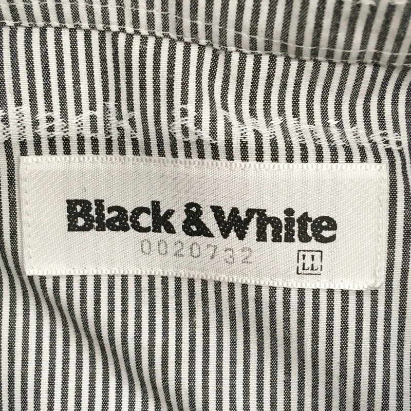 【31249】 Black & White ブラックアンドホワイト 半袖シャツ サイズXL / 約XL(LL) ブラック ストライプ模様 オシャレ きれいめ メンズ