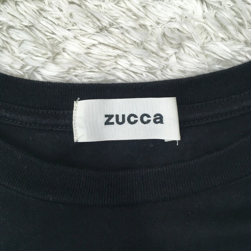 【31397】 ZUCCa ズッカ ノースリーブシャツ サイズM ブラック 丸首 ブランドロゴ シンプル カジュアル かっこいい オシャレ メンズ
