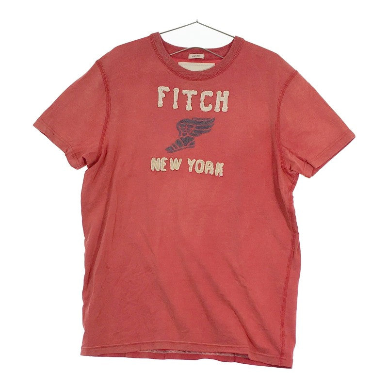 【31423】 Abercrombie & Fitch アバクロンビーアンドフィッチ 半袖Tシャツ カットソー サイズL レッド シンプル ロゴ メンズ