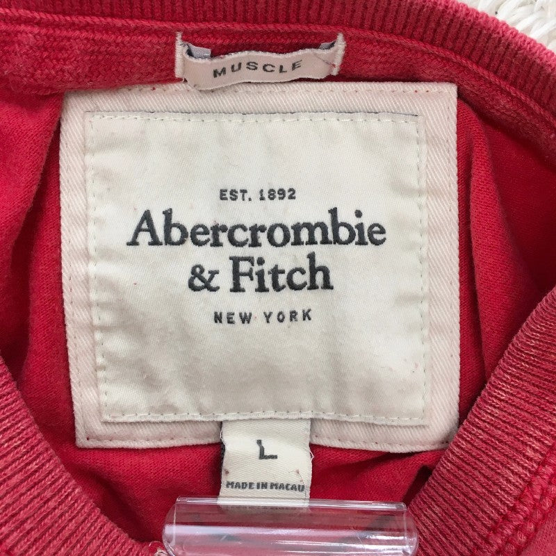 【31423】 Abercrombie & Fitch アバクロンビーアンドフィッチ 半袖Tシャツ カットソー サイズL レッド シンプル ロゴ メンズ