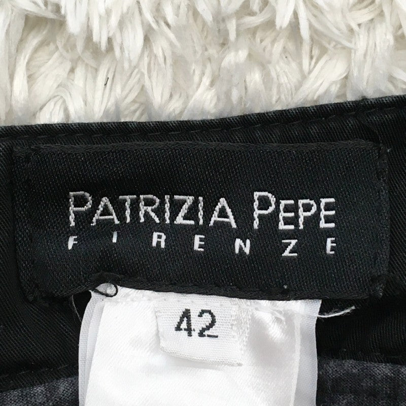 【31452】 PATRIZIA PEPE パトリッツィアペペ ワイドパンツ サイズ42 ブラック S相当 ロゴ入りボタン 無地 モノトーン レディース