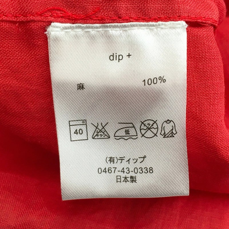 【31455】 新古品 dip ltd ディップ 半袖シャツ サイズL レッド 襟付き 涼し気 薄手 軽量 さらっと 通気性 吸湿性 光沢 メンズ 定価15500円