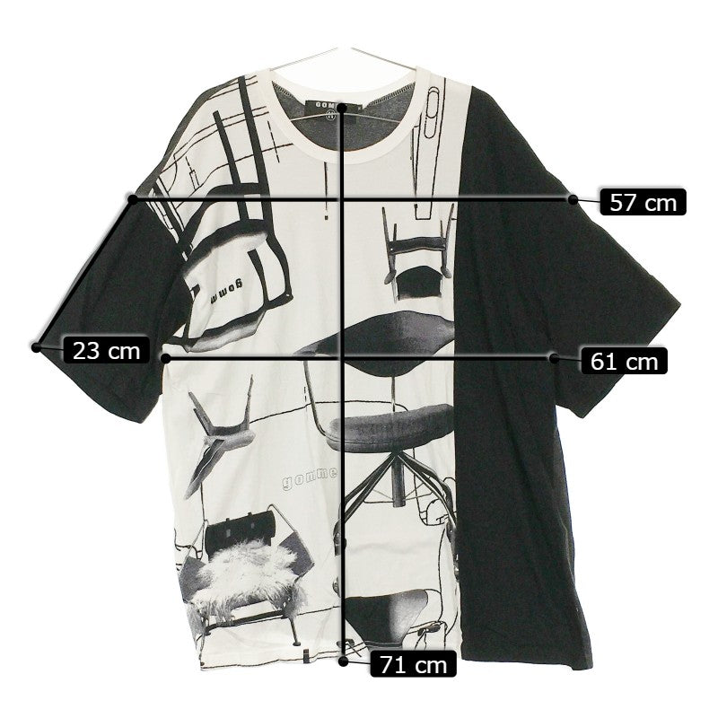 【31494】 gomme ゴム 半袖Tシャツ カットソー サイズM ホワイト プリントシャツ モノトーン モード感 大人っぽい 存在感 メンズ