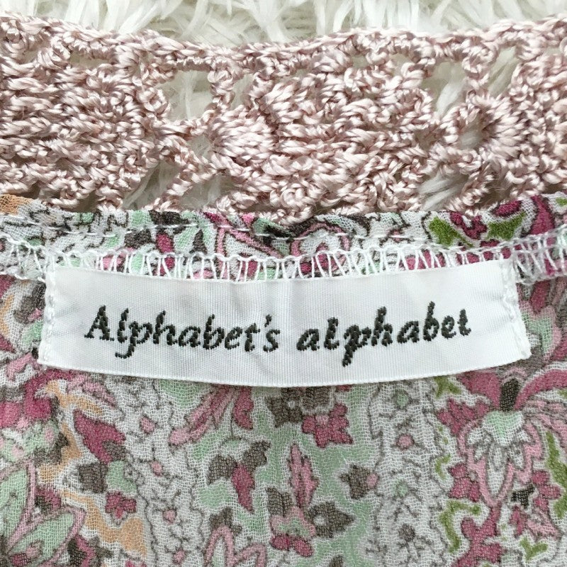 【31509】 alphabets alphabet アルファベッツアルファベット トップス サイズF マルチカラー 花柄 総柄 ブラウス 落ち感 レディース
