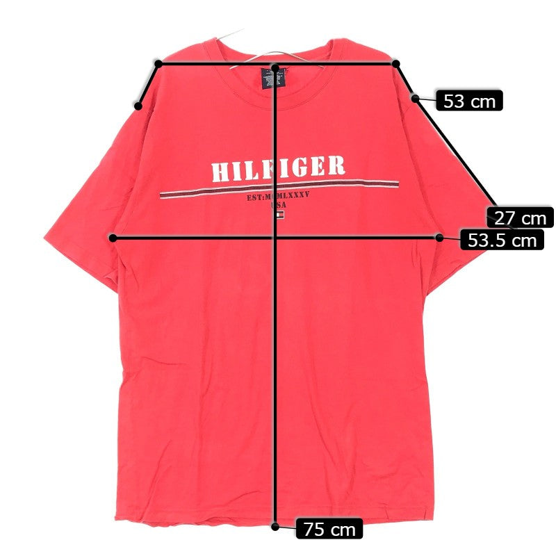 【31546】 TOMMY HILFIGER トミーヒルフィガー 半袖Tシャツ カットソー サイズXL レッド プリント シンプル かっこいい メンズ