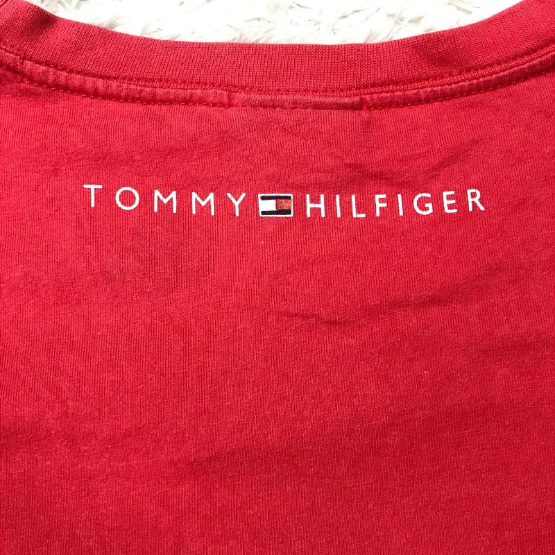 【31546】 TOMMY HILFIGER トミーヒルフィガー 半袖Tシャツ カットソー サイズXL レッド プリント シンプル かっこいい メンズ