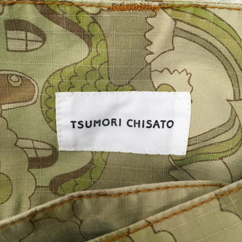 【31624】 TSUMORI CHISATO ツモリチサト ひざ丈スカート サイズ2 / 約L グリーン シンプル おしゃれ 総柄 可愛い レディース