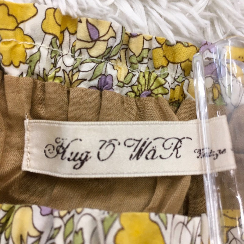 【31659】 HUG O WaR ハグオーワー ひざ丈スカート イエロー サイズS相当 花柄 総柄 かわいい フェミニン オシャレ レディース