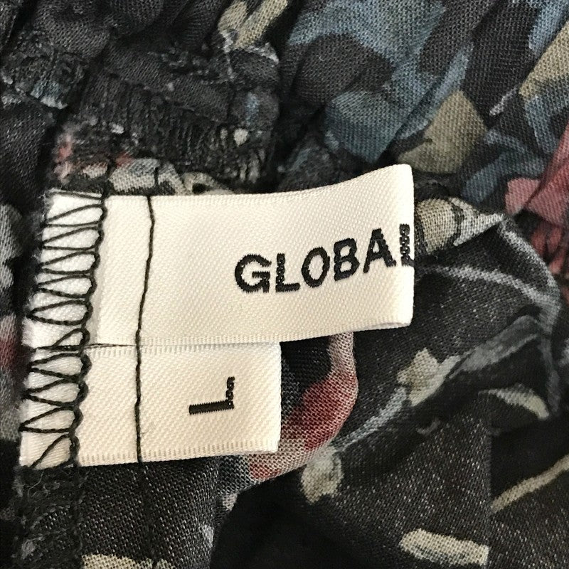 【31679】 GLOBAL WORK グローバルワーク ロングスカート サイズL ブラック 花柄 総柄 ウエストゴム ゆったり ロングスカート レディース