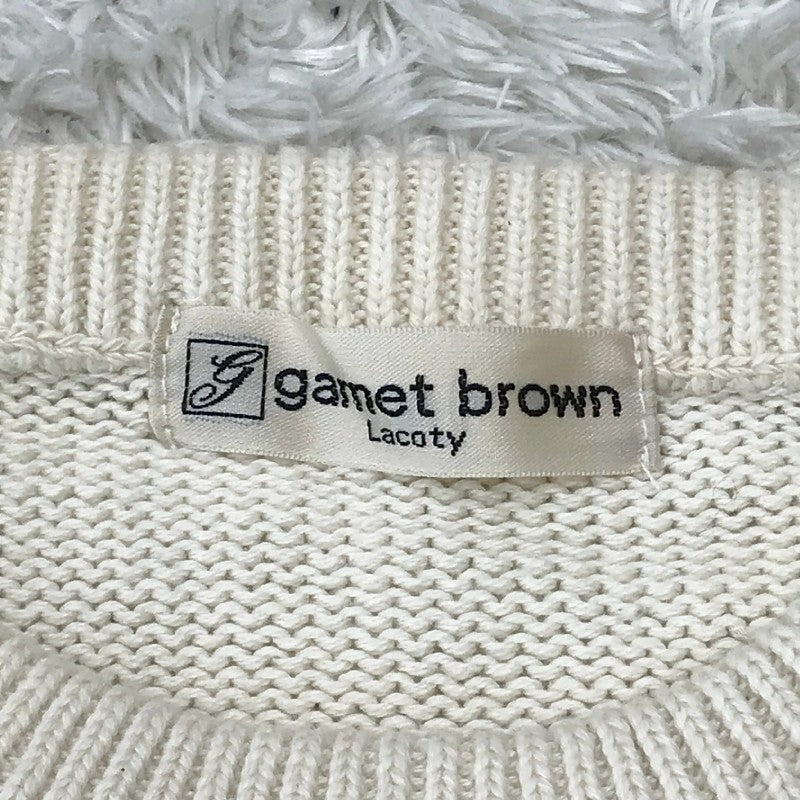 【31761】 新古品 Garnet Brown ガーネットブラウン ニット サイズF オフホワイト シンプル カジュアル ライン ラウンドネック レディース