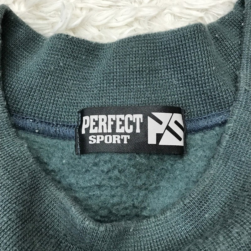 【31768】 PERFECT SPORT パーフェクトスポーツ トレーナー スウェット サイズL ブルーグレー シンプル カジュアル 胸ポケット 刺繍 メンズ