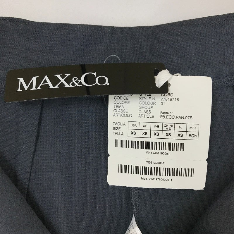 【31931】 新古品 MAX&Co. マックスアンドコー ワイドパンツ サイズXS(SS) ブルーグレー シンプル 可愛い オシャレ リボン紐 レディース
