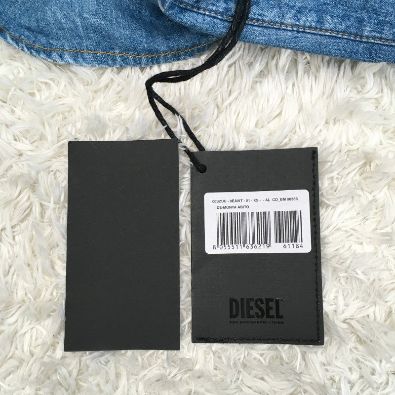 【31938】 新古品 DIESEL ディーゼル ワンピース サイズXS ブルー 光沢感 かっこいい アメカジ おしゃれ デニム生地 レディース