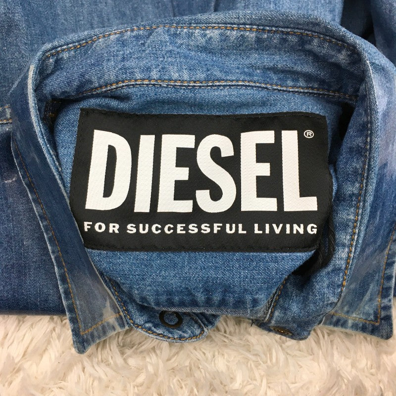 【31953】 新古品 DIESEL ディーゼル ワンピース サイズXS ブルー 光沢感 かっこいい アメカジ おしゃれ デニム生地 レディース