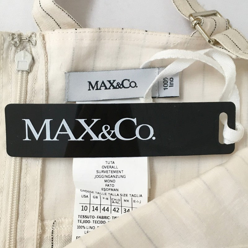 【32043】 新古品 MAX&Co. マックスアンドコー サロペット つなぎ サイズ46 / 約XL(LL) アイボリー ストライプ 大きめサイズ レディース