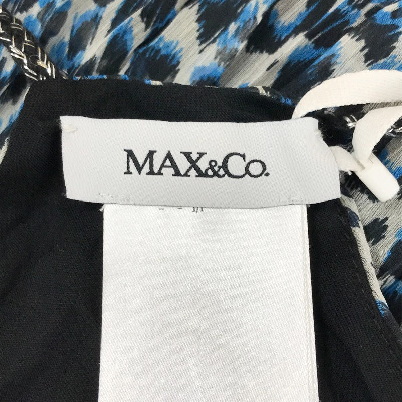 【32047】 新古品 MAX&Co. マックスアンドコー ロングワンピース サイズ46 / 約L ブルー 総柄 レオパード パーティー レディース