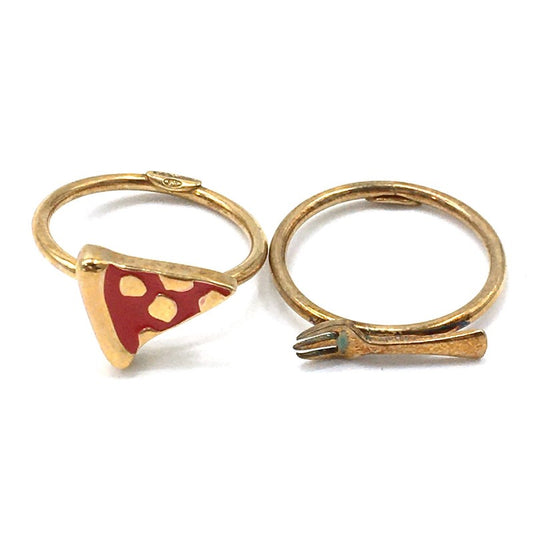 【32057】 DIESEL ディーゼル ゴールド ピザ フォーク チャーム 指輪 シンプル モチーフ かわいい ビジュー アクセント レディース