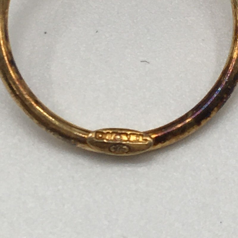 【32070】 新古品 DIESEL ディーゼル ゴールド サイズ12号相当 リング 指輪 2連リング ピザモチーフ フォークモチーフ 真鍮製 レディース