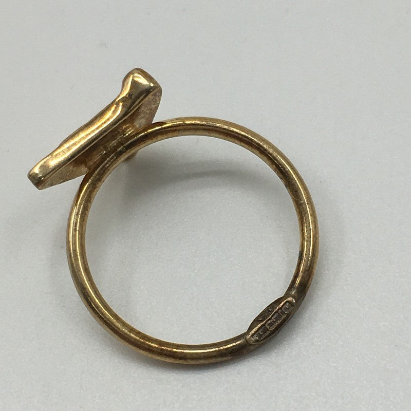 【32072】 DIESEL ディーゼル ゴールド サイズ12号相当 チャームリング 指輪 2連リング ピザモチーフ フォークモチーフ 真鍮製 レディース