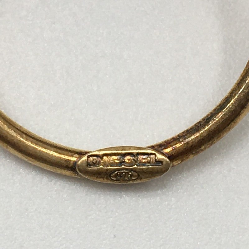 【32073】 DIESEL ディーゼル ゴールド サイズ12号相当 チャームリング 指輪 2連リング ピザモチーフ フォークモチーフ 真鍮製 レディース