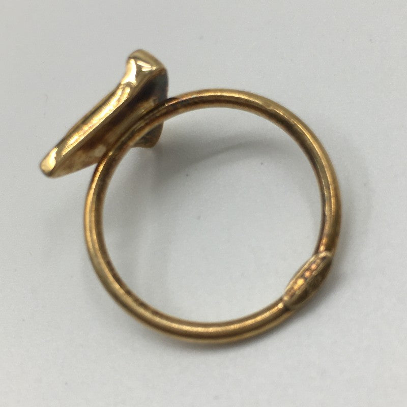 【32073】 DIESEL ディーゼル ゴールド サイズ12号相当 チャームリング 指輪 2連リング ピザモチーフ フォークモチーフ 真鍮製 レディース