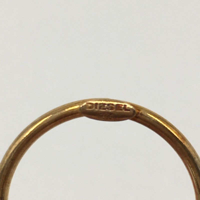 【32082】 新古品 DIESEL ディーゼル ゴールド サイズ12号相当 チャームリング 2連リング 指輪 ピザ フォーク アクセサリー レディース