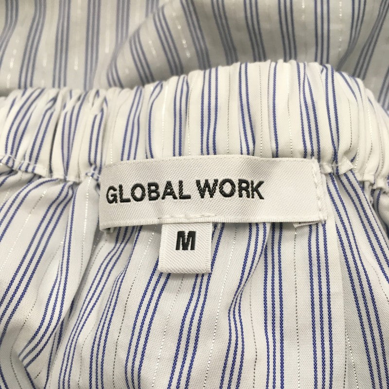 【32206】 GLOBAL WORK グローバルワーク トップス サイズM ネイビー ニット 一部ゴム ストライプ 可愛い オシャレ レディース