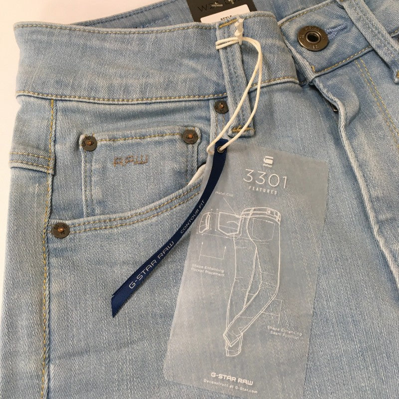 【32338】 新古品 G-STAR RAW ジースターロゥ デニム ジーンズ ジーパン サイズW25 L32 / 約M ブルー STRAIGHT ストレッチ レディース