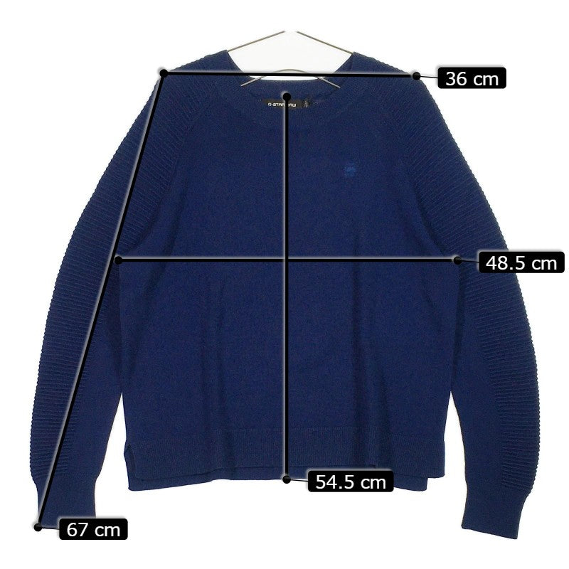 【32430】 新古品 G-STAR RAW ジースターロゥ ニット サイズM ブルー 胸元ロゴ ライン線 カジュアル シンプル オシャレ レディース