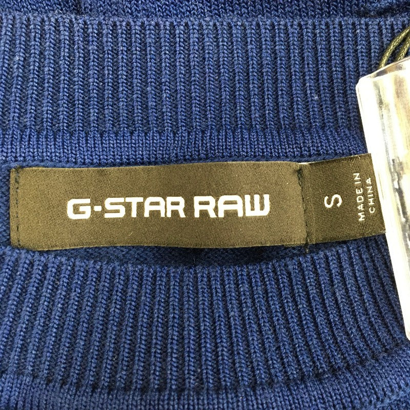 【32456】 新古品 G-STAR RAW ジースターロゥ ニット サイズS ネイビー カジュアル 薄手 胸元ブランドロゴ 裾スリット レディース
