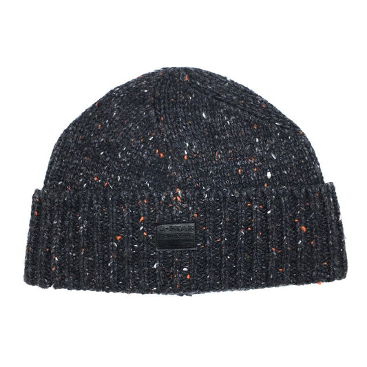 【32677】 新古品 G-STAR RAW ジースターロゥ ニット帽 帽子 サイズPC ブラック ウール混 まだら模様 防寒 暖かい 柔らかい メンズ