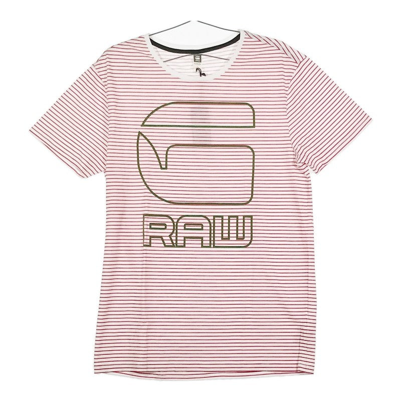 【32872】 新古品 G-STAR RAW ジースターロー 半袖Tシャツ カットソー サイズM レッド 丸首 チェック柄 ロゴマーク オシャレ メンズ