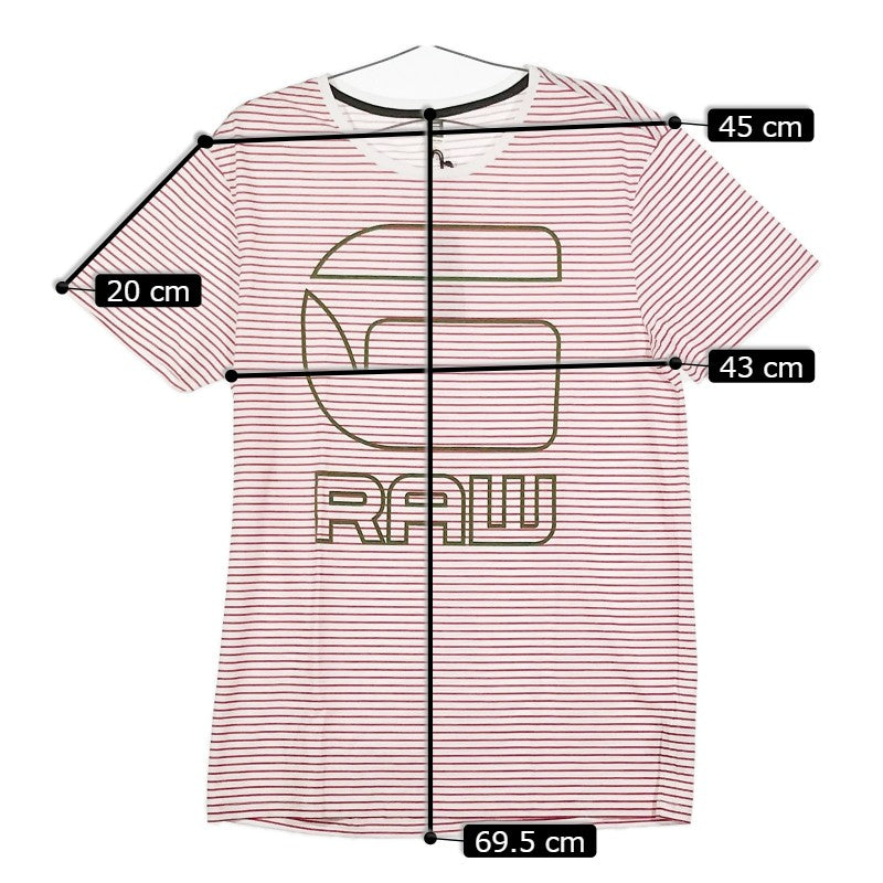 【32872】 新古品 G-STAR RAW ジースターロー 半袖Tシャツ カットソー サイズM レッド 丸首 チェック柄 ロゴマーク オシャレ メンズ