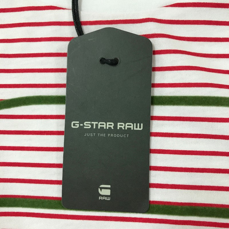 【32873】 新古品 G-STAR RAW ジースターロー 半袖Tシャツ カットソー サイズM レッド 丸首 チェック柄 ロゴマーク オシャレ メンズ