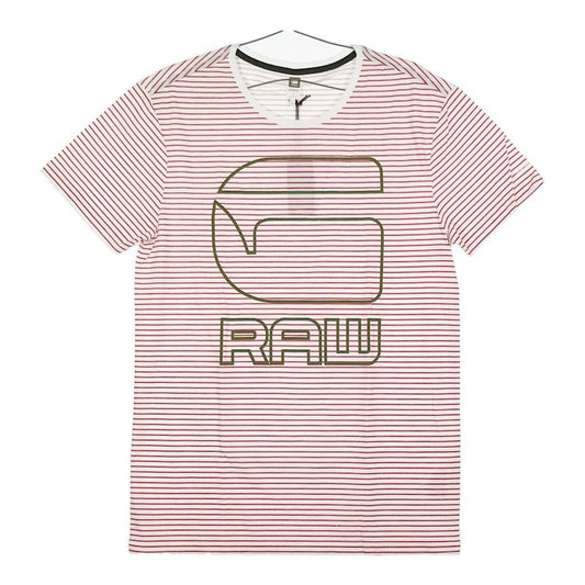 【32874】 新古品 G-STAR RAW ジースターロー 半袖Tシャツ カットソー サイズM レッド 丸首 チェック柄 ロゴマーク オシャレ メンズ