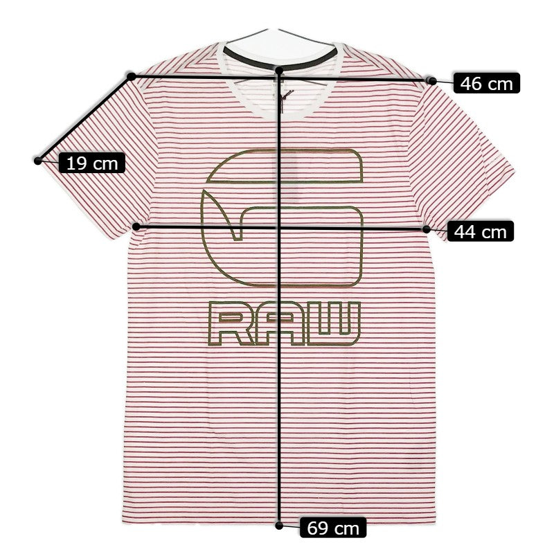 【32874】 新古品 G-STAR RAW ジースターロー 半袖Tシャツ カットソー サイズM レッド 丸首 チェック柄 ロゴマーク オシャレ メンズ