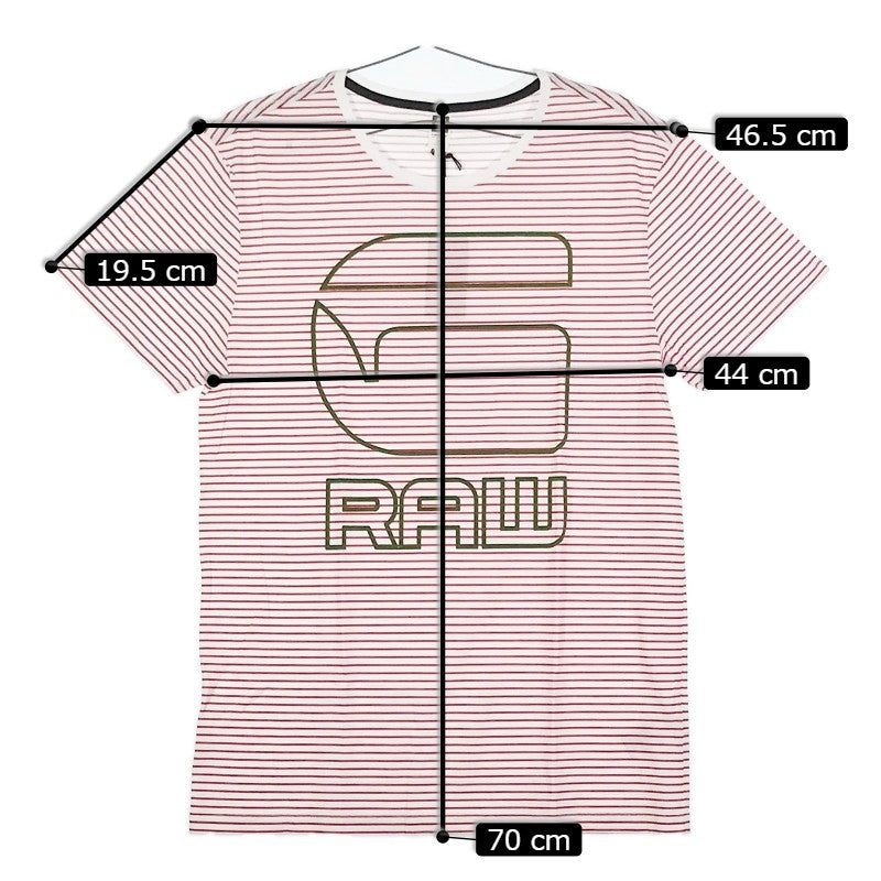 【32875】 新古品 G-STAR RAW ジースターロゥ 半袖Tシャツ カットソー サイズM レッド 丸首 チェック柄 ロゴマーク オシャレ メンズ