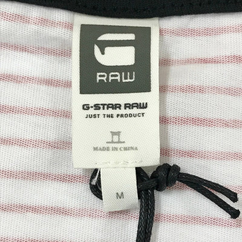 【32875】 新古品 G-STAR RAW ジースターロゥ 半袖Tシャツ カットソー サイズM レッド 丸首 チェック柄 ロゴマーク オシャレ メンズ