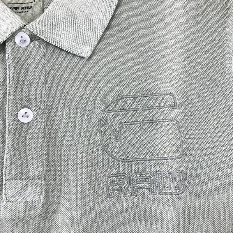 【32877】 新古品 G-STAR RAW ジースターロー ポロシャツ カットソー サイズS グリーン Vネック 襟付き ロゴ刺繡 オシャレ メンズ