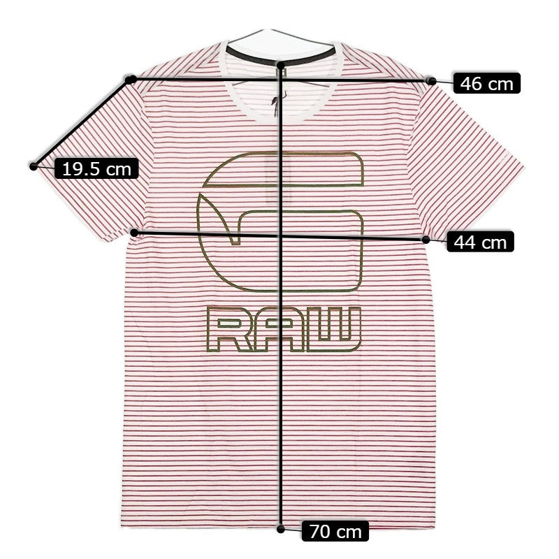 【32878】 新古品 G-STAR RAW ジースターロゥ 半袖Tシャツ カットソー サイズM レッド 丸首 チェック柄 ロゴマーク オシャレ メンズ