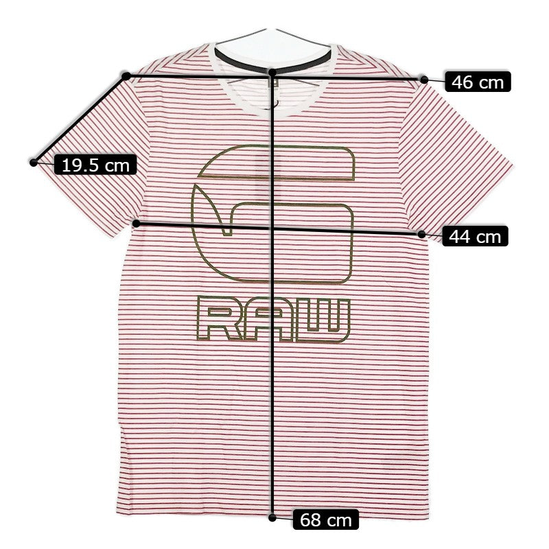 【32879】 新古品 G-STAR RAW ジースターロー 半袖Tシャツ カットソー サイズM レッド 丸首 チェック柄 ロゴマーク オシャレ メンズ