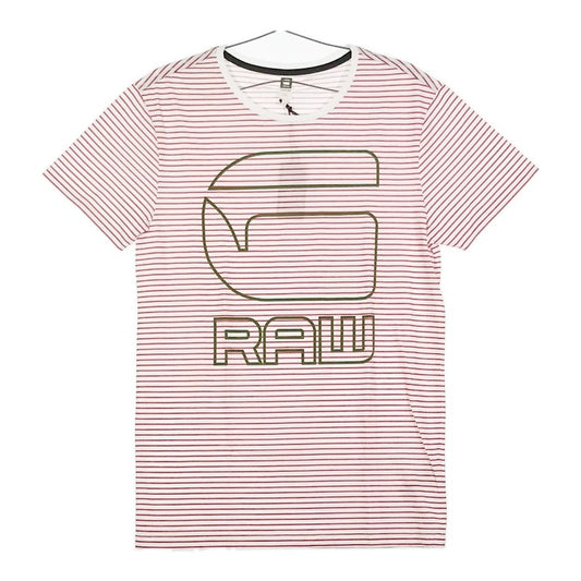 【32881】 新古品 G-STAR RAW ジースターロゥ 半袖Tシャツ カットソー サイズS レッド 丸首 チェック柄 ロゴマーク オシャレ メンズ