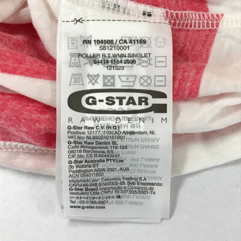 【32938】 新古品 G-STAR RAW ジースターロゥ タンクトップ サイズXS ピンク ボーダー スリムストラップ 可愛い オシャレ レディース