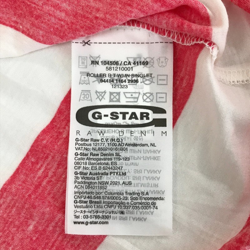 【32957】 新古品 G-STAR RAW ジースターロゥ タンクトップ サイズXS ピンク ボーダー スリムストラップ 可愛い オシャレ レディース