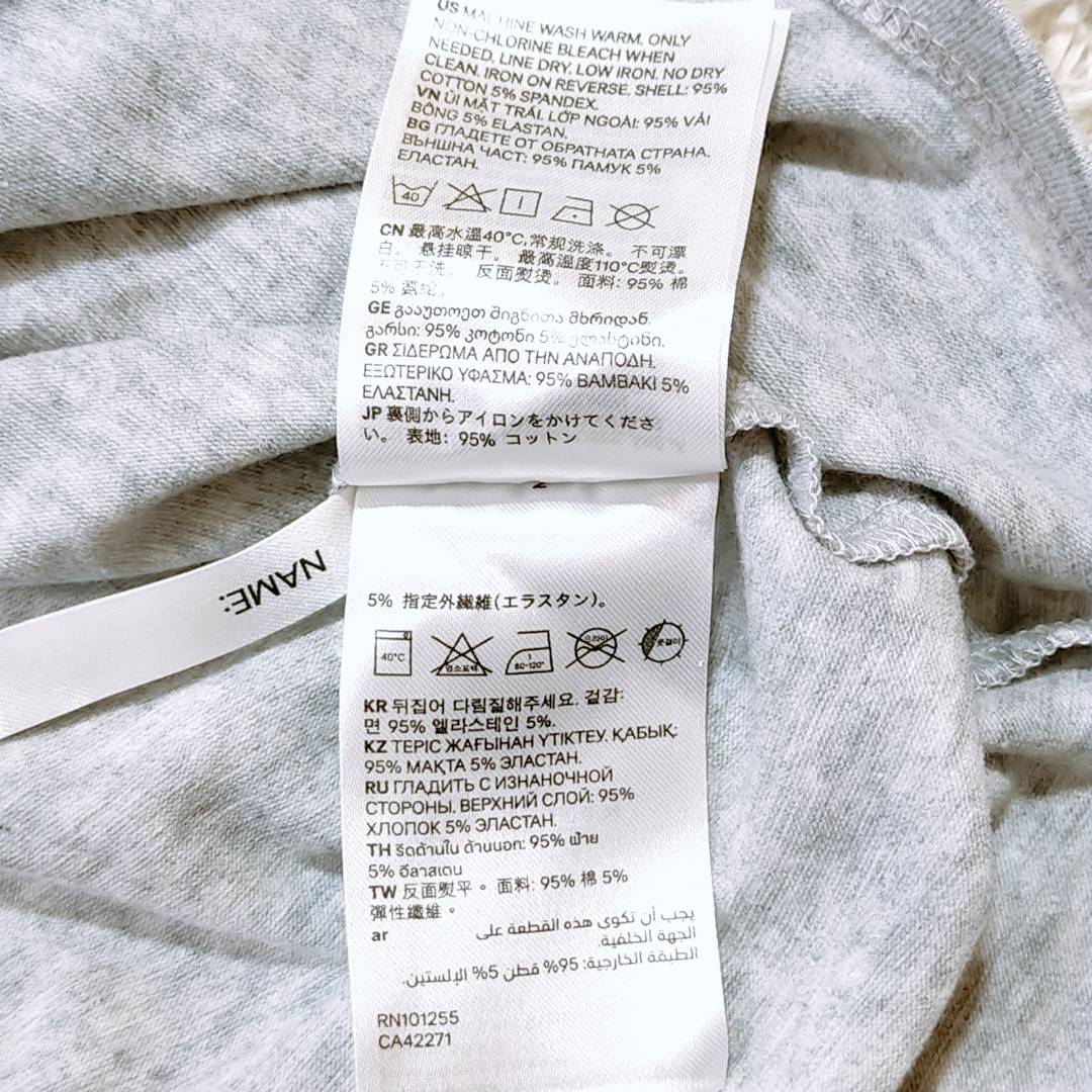 【27730】 H&M エイチアンドエム 長袖Tシャツ ロンT  カットソー サイズUS14y CN170/88 グレー ラウンドネック ラメ 背面デザイン キッズ